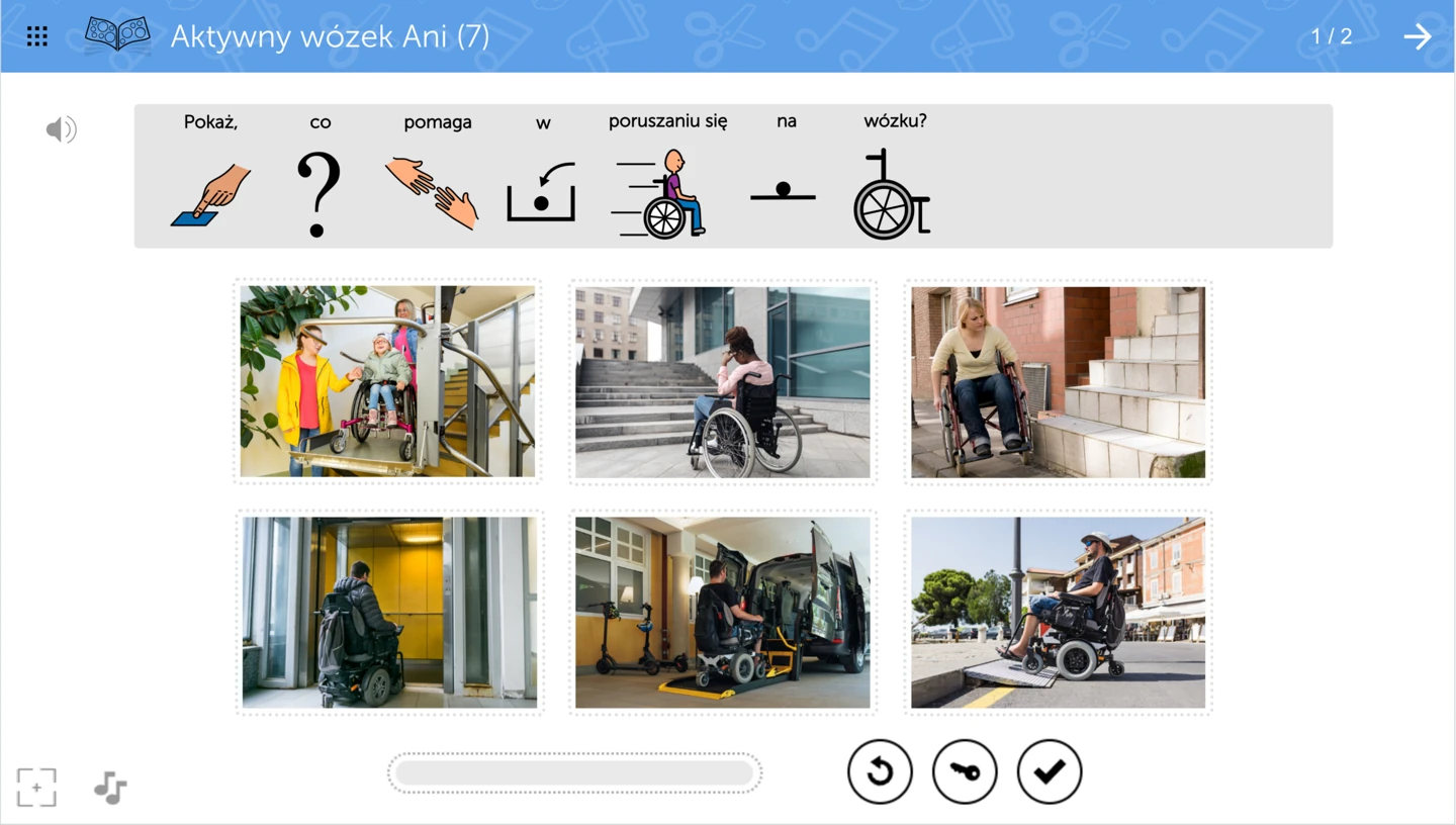 Ćwiczenie komunikacyjne z symbolami i fotografiami w programie mTalent AAC